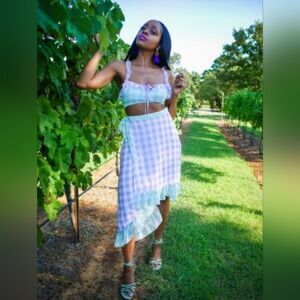 New Bellevue The Label Alessia Gingham Dress Set Size Small